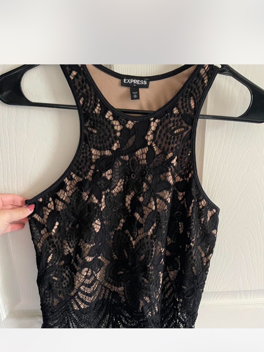 Express Black Lace Overlay Tank Top